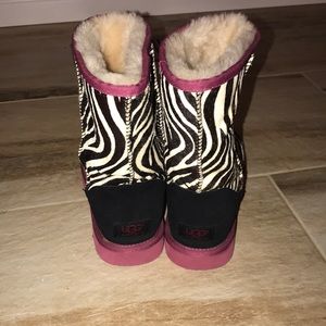 Super fun Zebra Uggs with Pink Trim